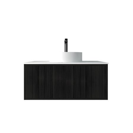 900mm Bottega Oak Wall Hung Bathroom Vanity Left Drawer Grooved MDF Cabinet Only