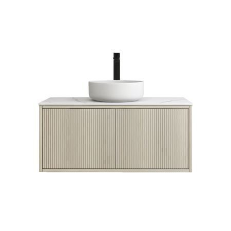 900mm Coastal Oak Wall Hung Bathroom Vanity Left Drawer Grooved MDF Cabinet Only