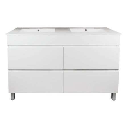 1200mm Freestanding With Legs Bathroom Vanity Matte White Finish PVC Vacuum Filmed Cabinet Only