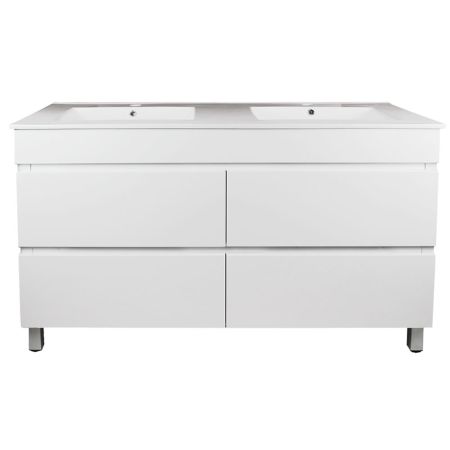 1500mm Freestanding Bathroom Vanity With Legs Matte White Finish PVC Vacuum Filmed Cabinet Only