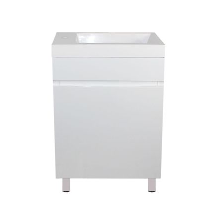 500mm Freestanding Bathroom Vanity With Legs Matte White Finish PVC Vacuum Filmed Cabinet Only