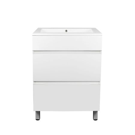 600mm Freestanding Bathroom Vanity With Legs Matte White Finish PVC Vacuum Filmed Cabinet Only