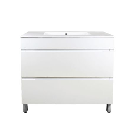 900mm Freestanding With Legs Bathroom Vanity Matte White Finish High density Cabinet Only with 2 PAC finish