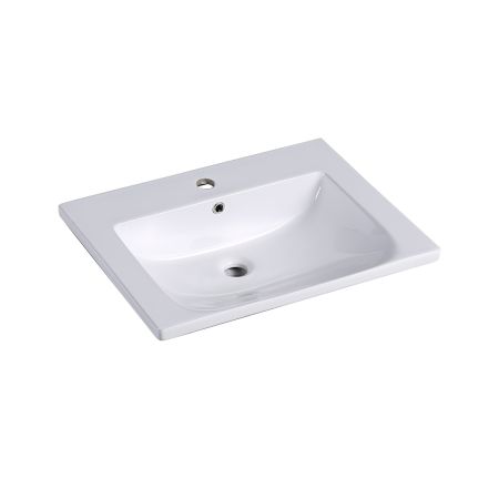 600x460mm Eden D Shape Basin Gloss White Ceramic Top