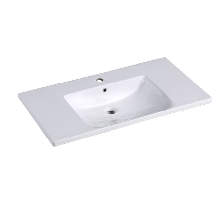 900x460mm Eden D Shape Basin Gloss White Ceramic Top