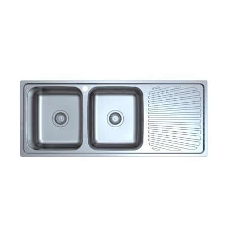 Otus Double Bowl & Drainer Kitchen Sink 1180 x 480mm Left Hand Bowl