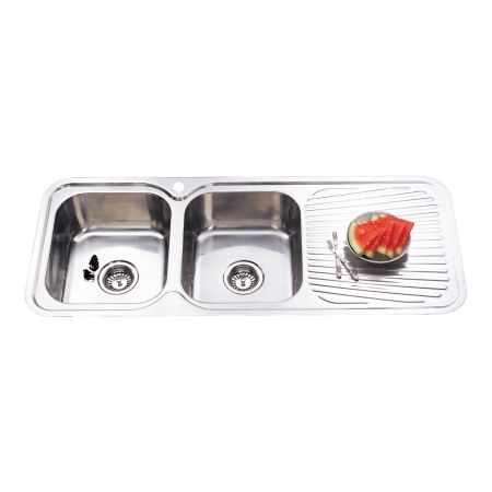 Cora Double Bowl & Single Drainer Kitchen Sink 1180 x 480mm Left Hand Bowl