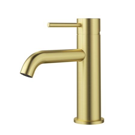 Otus Slimline SS Basin Mixer Curved Spout Brushed Gold