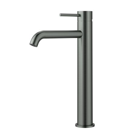 Otus Slimline SS Highrise Basin Mixer Curved Spout Gun Metal 
