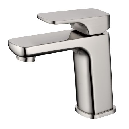 Eden Round Cornered Rectangle Handle Basin Mixer Brushed Nickel