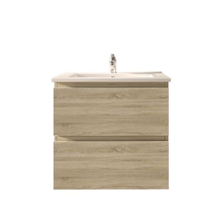 600mm Wall Hung Bathroom Vanity White Oak Wood Grain 2 PAC Coating MDF Board