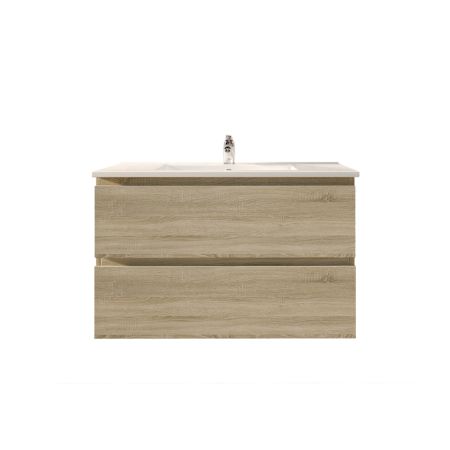 900mm Wall Hung Bathroom Vanity White Oak Wood Grain 2 PAC Coating MDF Board