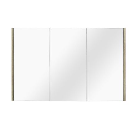1200mm White oak Double Door Bathroom Mirrored Cabinet 3 Doors Shelf