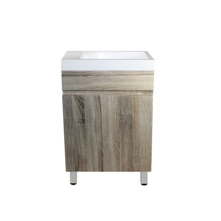 500mm Freestanding Bathroom Vanity With Legs White Oak Wood Grain 2 PAC Coating MDF Board