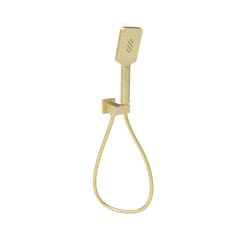 Eden Square Hand Shower On Wall Outlet Bracket Brushed Gold