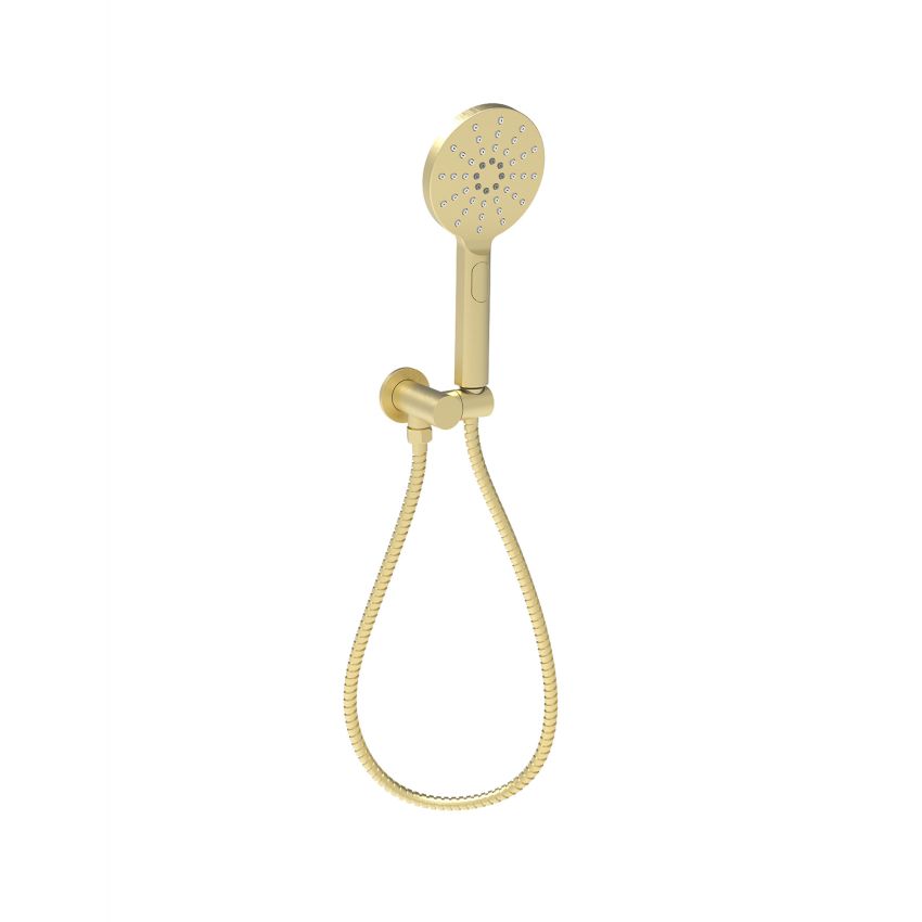 Cora Round Hand Shower On Wall Outlet Bracket Brushed Gold