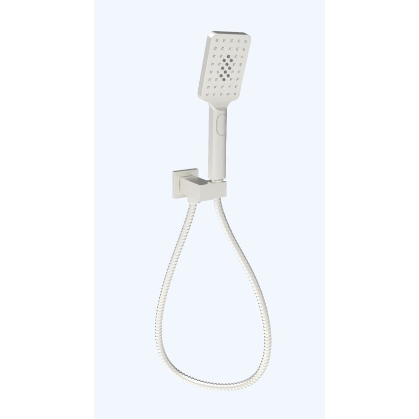 Eden Square Hand Shower On Wall Outlet Bracket Brushed Nickel