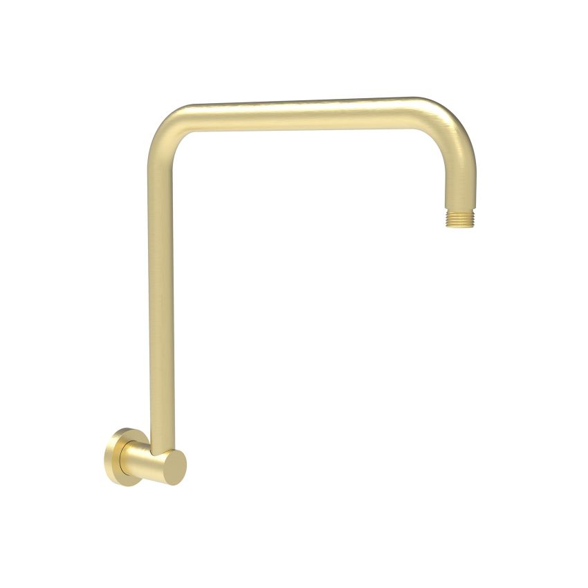 Round Rectangle Curved Shower Arm Brushed Gold
