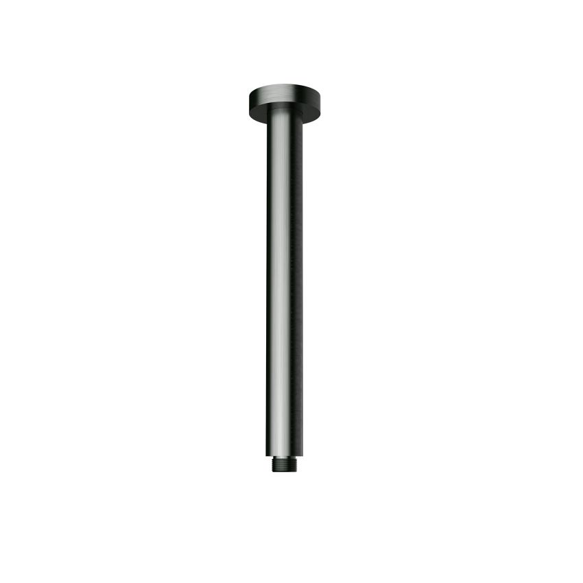 Round Vertical Shower Arm Gun Metal 300mm