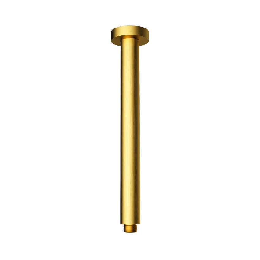 Round Vertical Shower Arm Brushed Gold 300mm