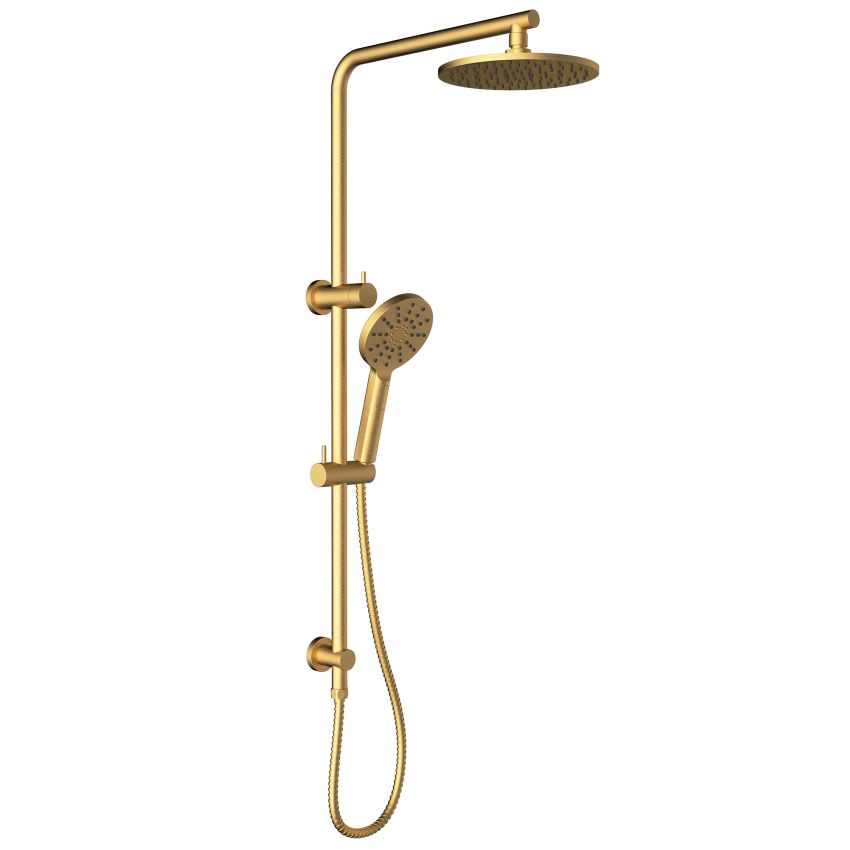 Cora Round Multi-function Shower Set Brushed Gold, 200mm Plastic Shower Head