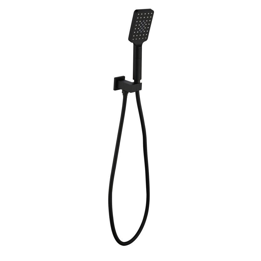 Eden Square Hand Shower On Wall Outlet Bracket Matt Black