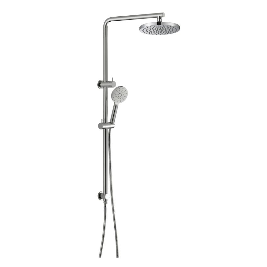 Cora Round Multi-function Shower Set Brushed Nickel, 200mm Plastic Shower Head