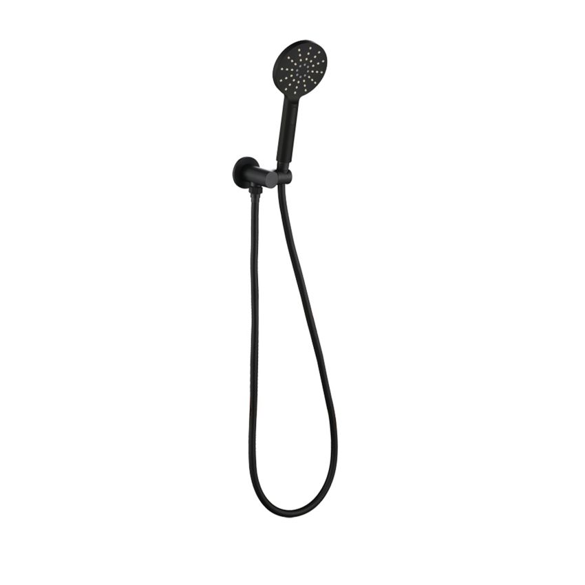 Cora Round Hand Shower On Wall Outlet Bracket Matt Black