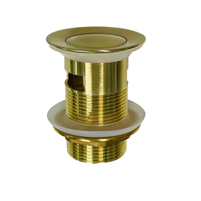 32mm Bathroom Brushed Gold Solid Brass Basin Pop Up Waste With Overflow