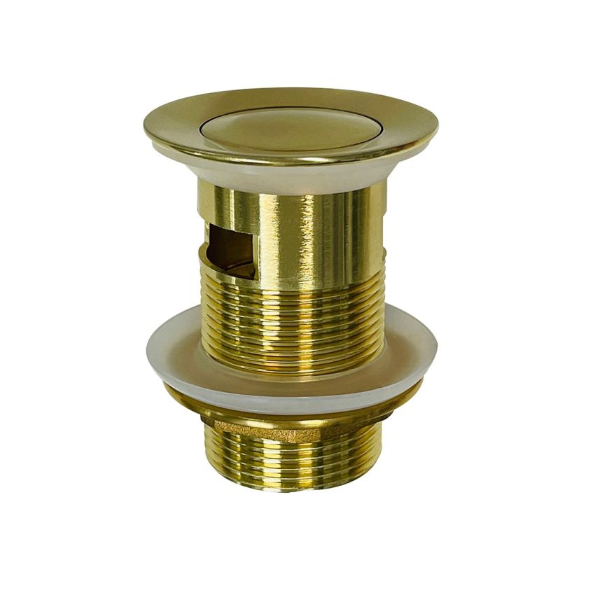 32mm Bathroom Brushed Gold Solid Brass Basin Pop Up Waste With Overflow