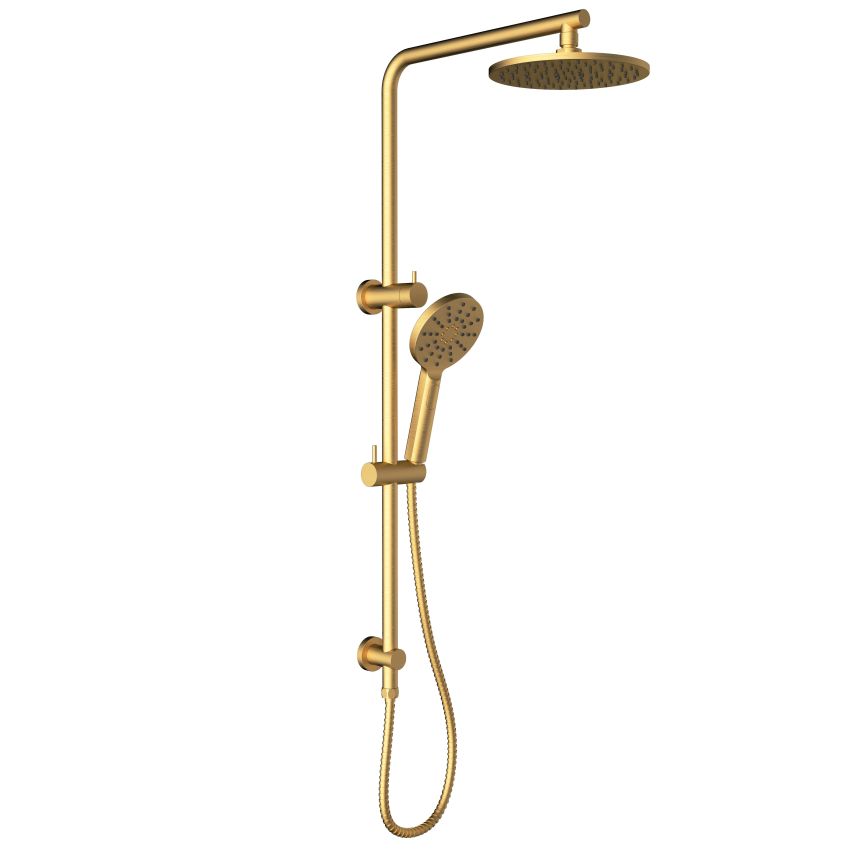 Cora Round Multi-function Shower Set Brushed Gold, 250mm Plastic Shower Head