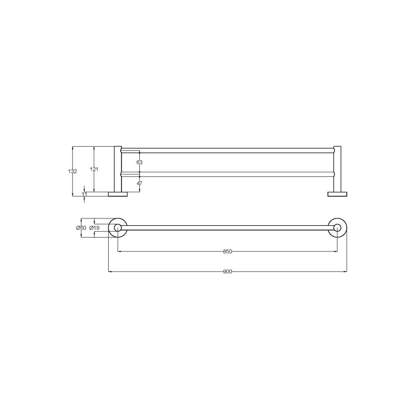 Otus Slimline Double Towel Rail 900mm Gun Metal