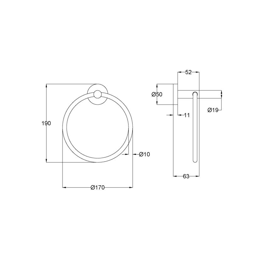 Otus Slimline Towel Ring Matt Black