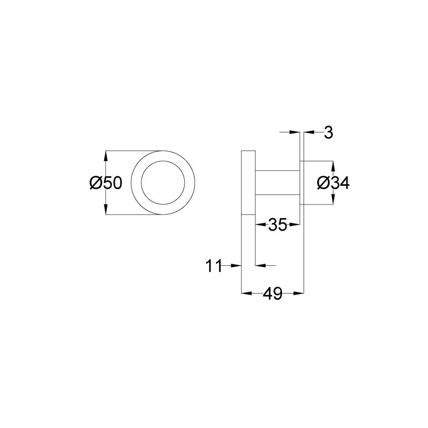 Otus Slimline Robe Hook Brushed Stainless Steel