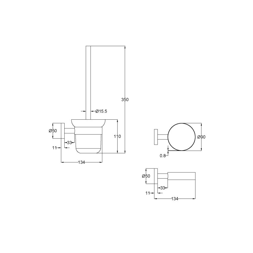 Otus Slimline Toilet Brush Holder Brushed Stainless Steel