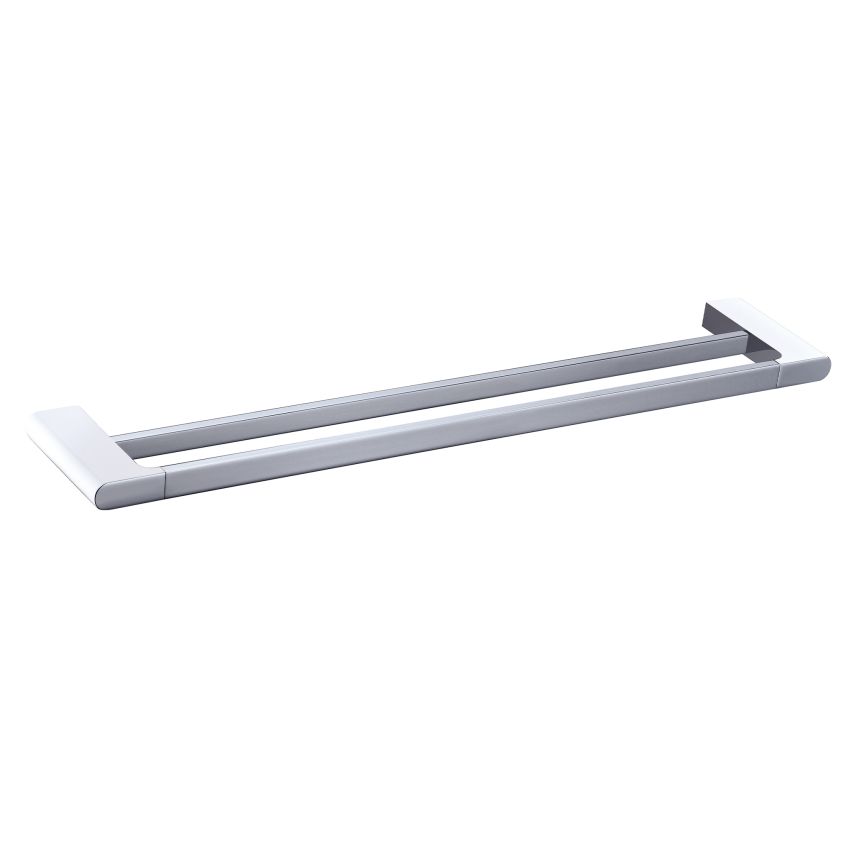 Cora Double Towel Rail 600mm Chrome & White 