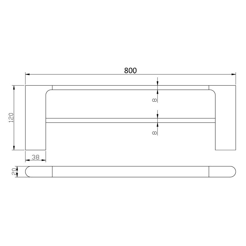 Cora Double Towel Rail 800mm Chrome & White