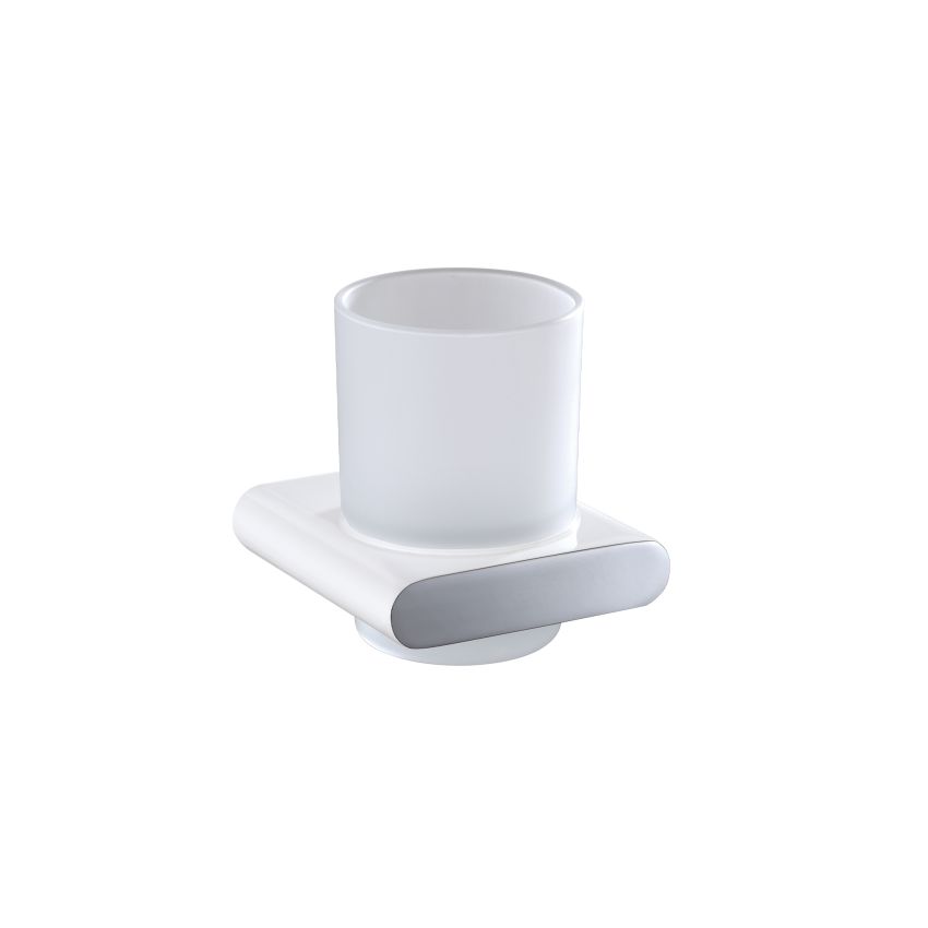 Cora Tumbler Holder Chrome & White
