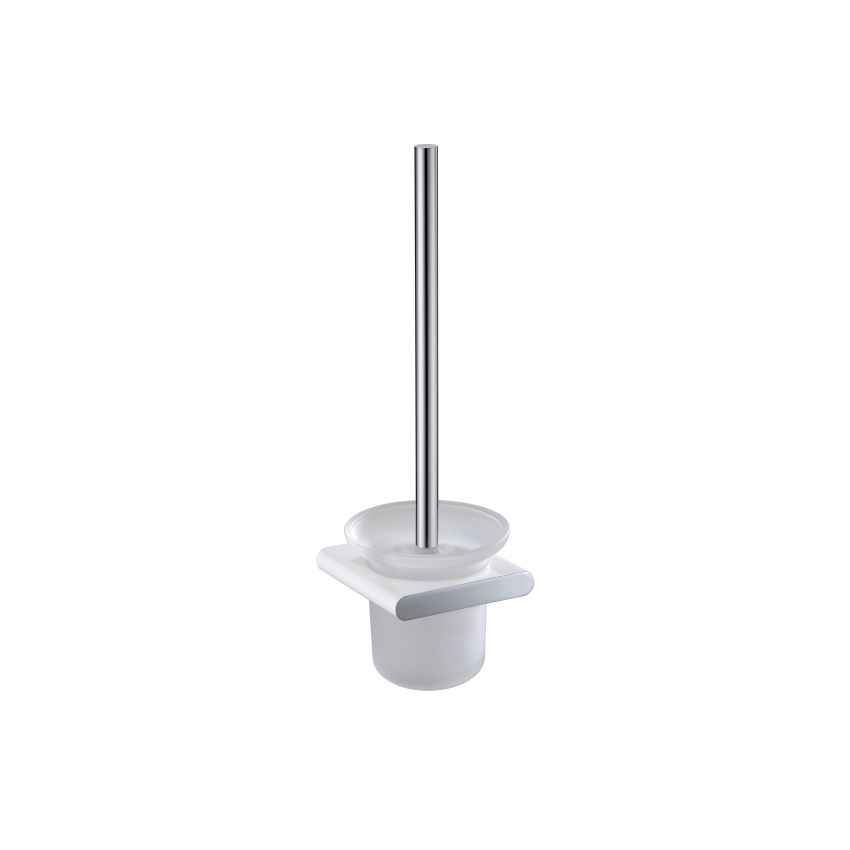 Cora Toilet Brush Holder Chrome & White 