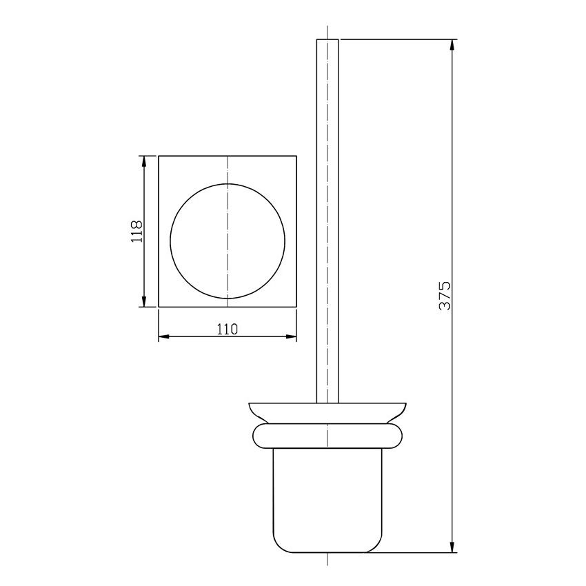 Cora Round Cornered Rectangle Toilet Brush Holder Gun Metal