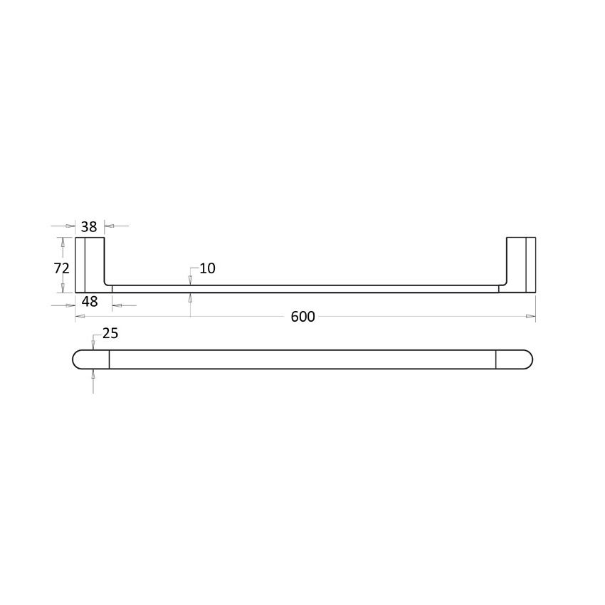 Flores Single Towel Rail 600mm Brushed Nickel