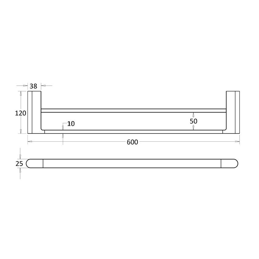 Flores Double Towel Rail 600mm Matt Black