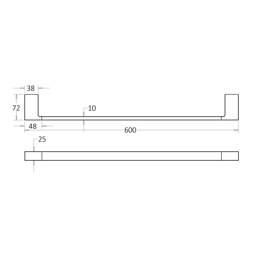 Ceram Single Towel Rail 600mm Matt Black