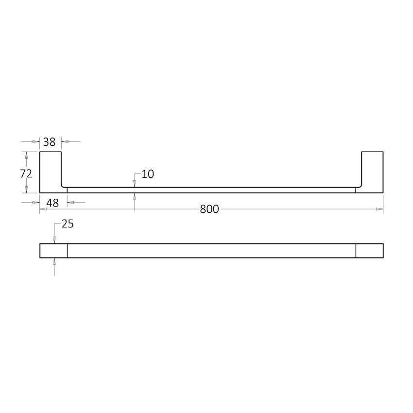 Ceram Single Towel Rail 800mm Chrome