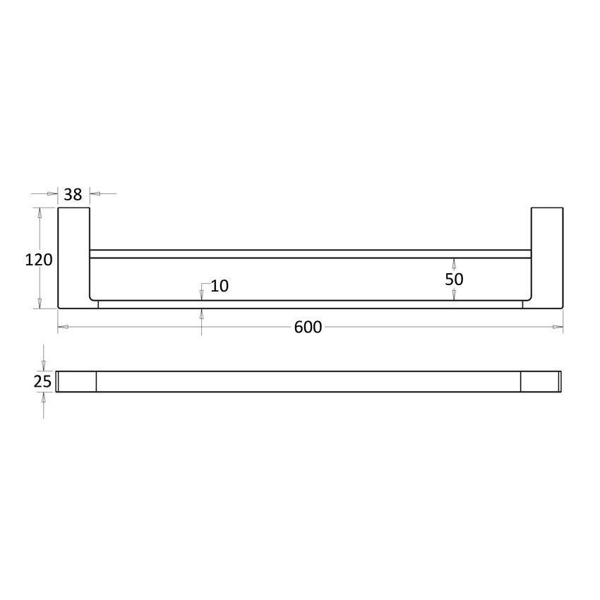 Ceram Double Towel Rail 600mm Chrome