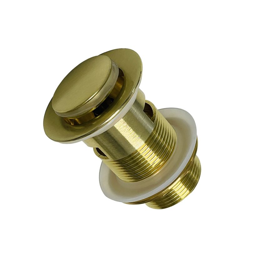 32mm Bathroom Brushed Gold Solid Brass Basin Pop Up Waste With Overflow