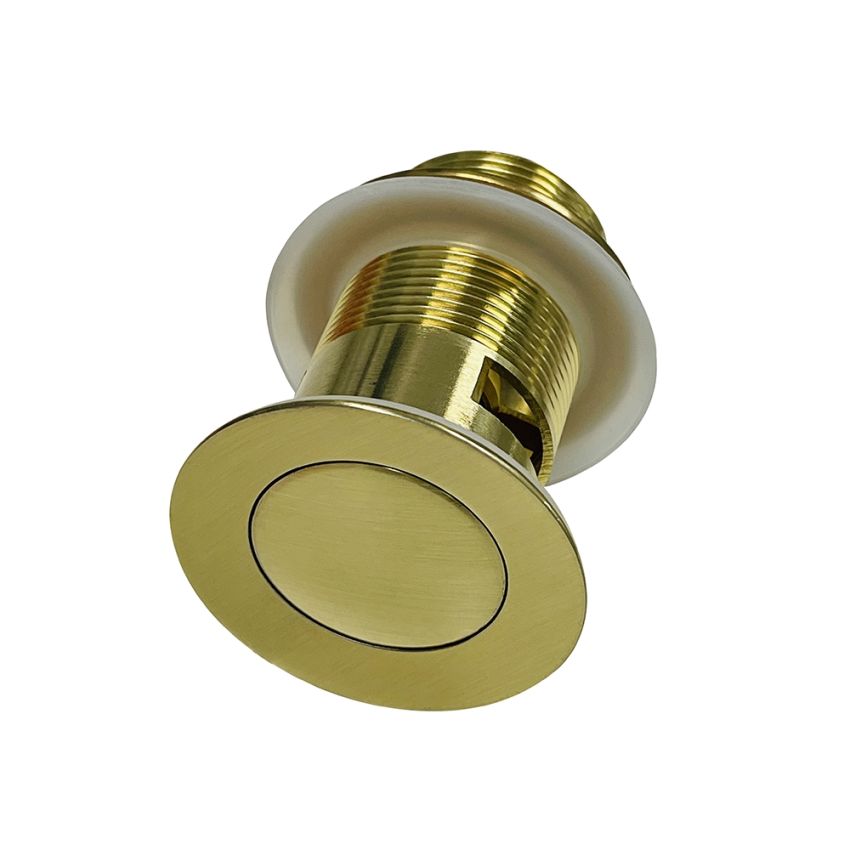 32mm Bathroom Brushed Gold Solid Brass Basin Pop Up Waste With Overflow