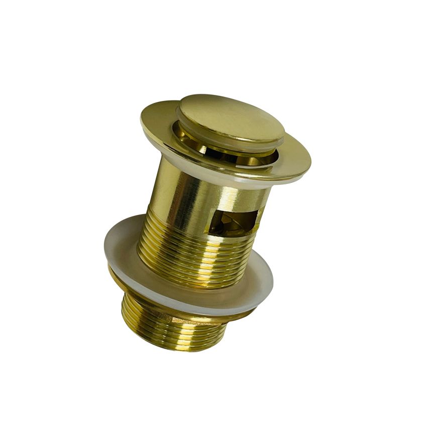 32mm Bathroom Brushed Gold Solid Brass Basin Pop Up Waste With Overflow