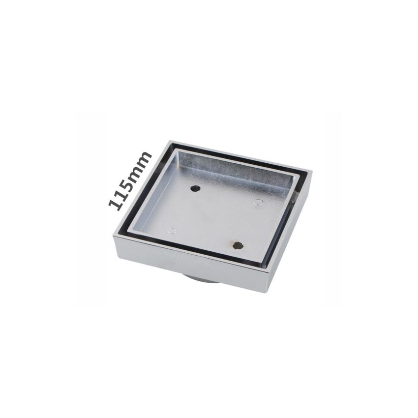 115mm Smart Tile Insert Floor Waste Drain Modern Seamless Square Design Chrome