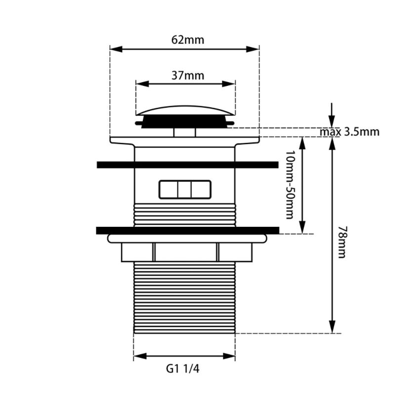 32mm Bathroom Gunmetal Grey Solid Brass Basin Pop Up Waste With Overflow